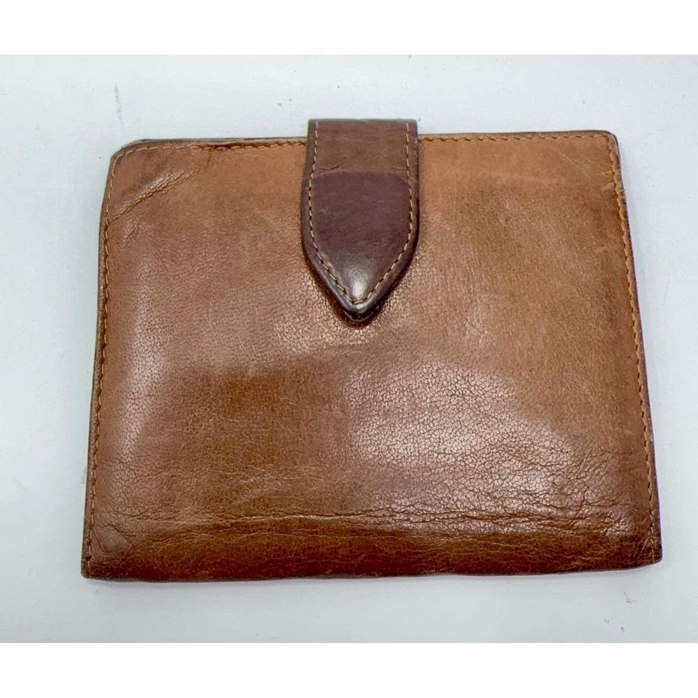 VTG Brooks Brothers Made in Italy Genuine Leather Bifold Passcase Wallet Brown